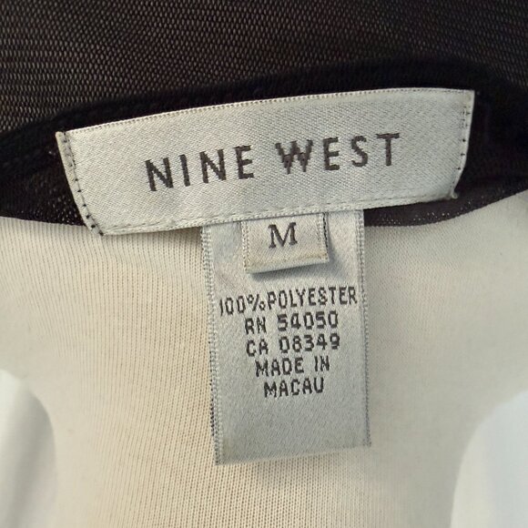 Nine West Sheer Black Embroidered Blouse Sz. M - Picture 3 of 6